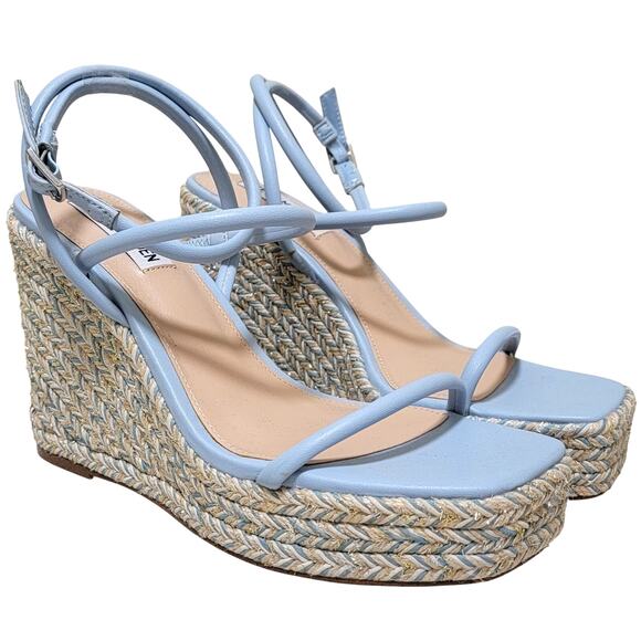 Steve Madden Women Unify Espadrille Wedge Strappy Sandal Size US 8M Light Blue - Picture 1 of 4